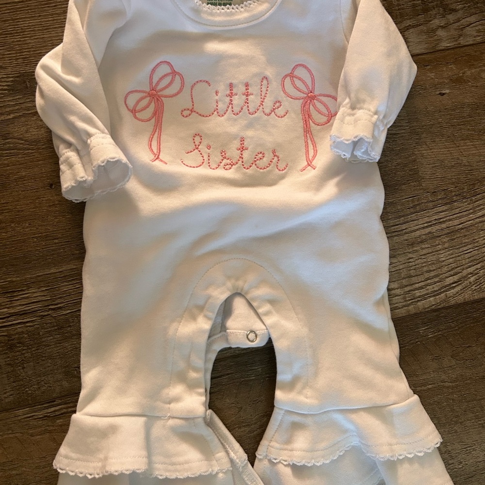 Little Sister White and Pink One Piece